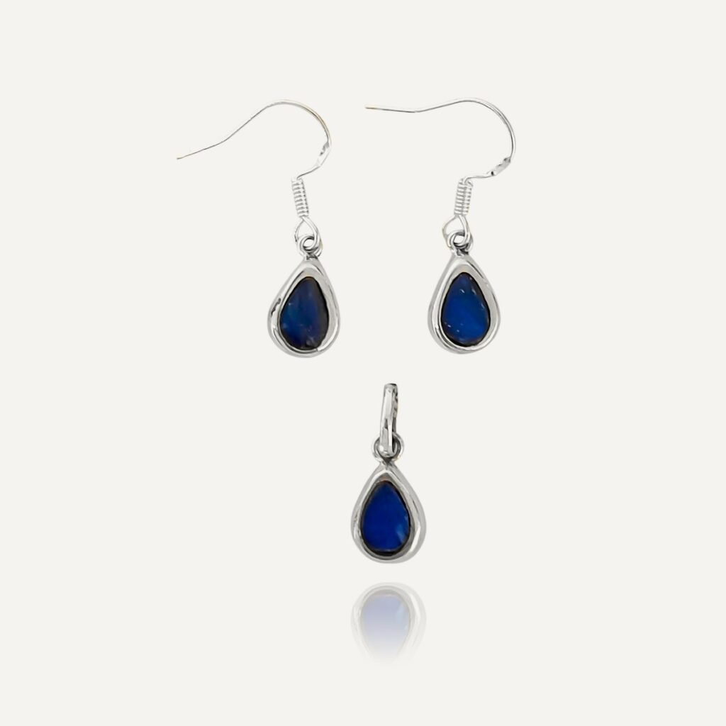 Coggiola – set gota de lapislázuli, aros y colgante de plata 950