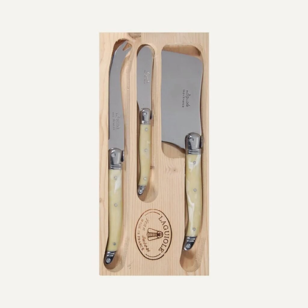 Laguiole Jean Dubost – set de 3 cuchillos para queso, efecto mármol